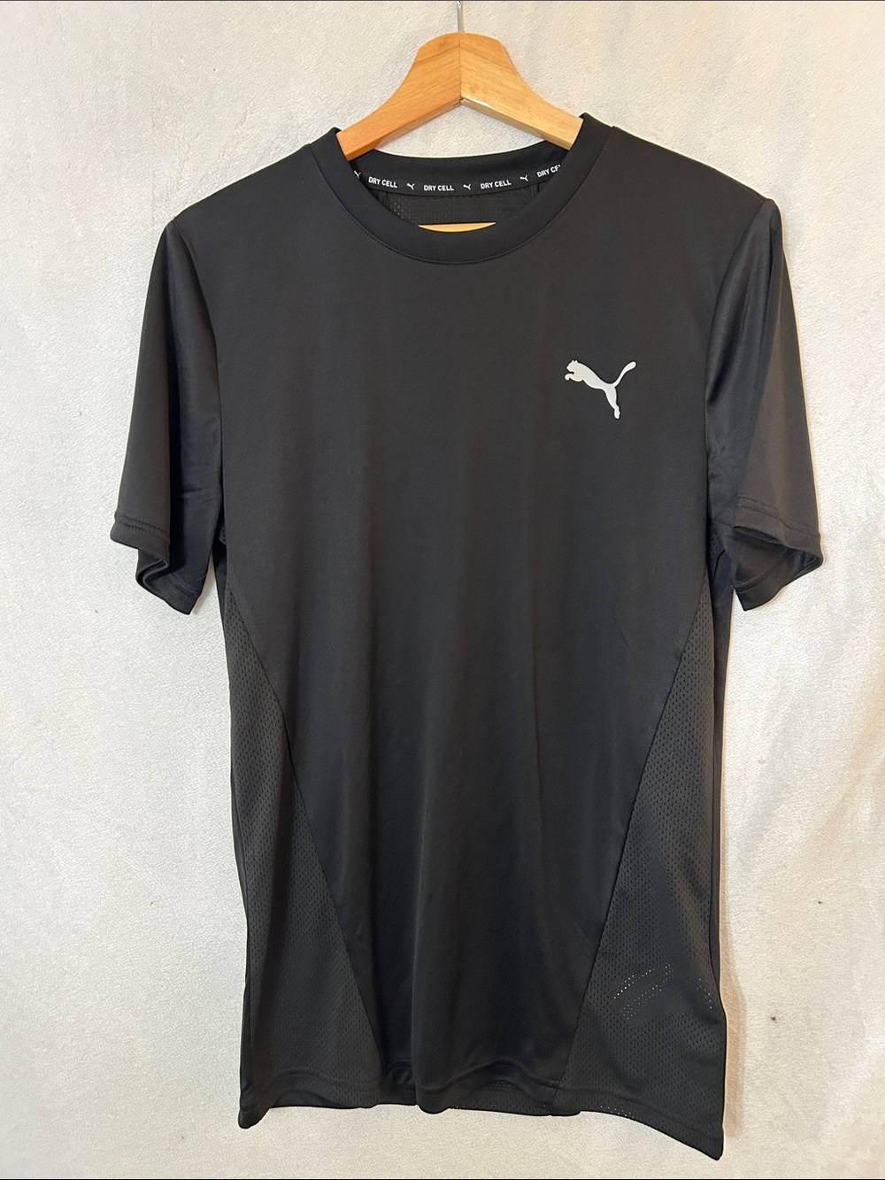 Puma Black Short Sleeve Athletic Tee with White Logo
